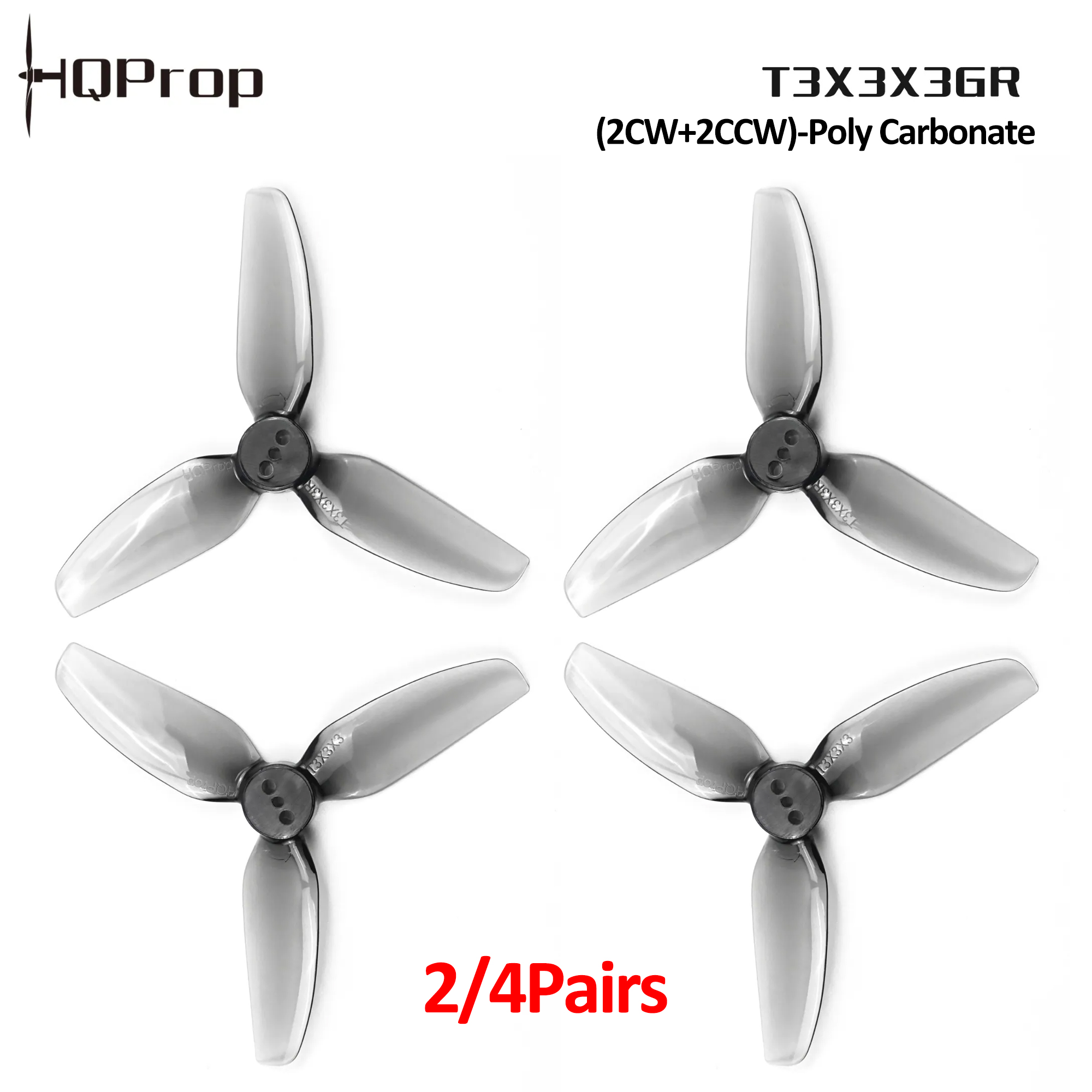 Rc Helicopter Blade - 2/4 paires d'hélices HQProp T3X3X3GR, hélice